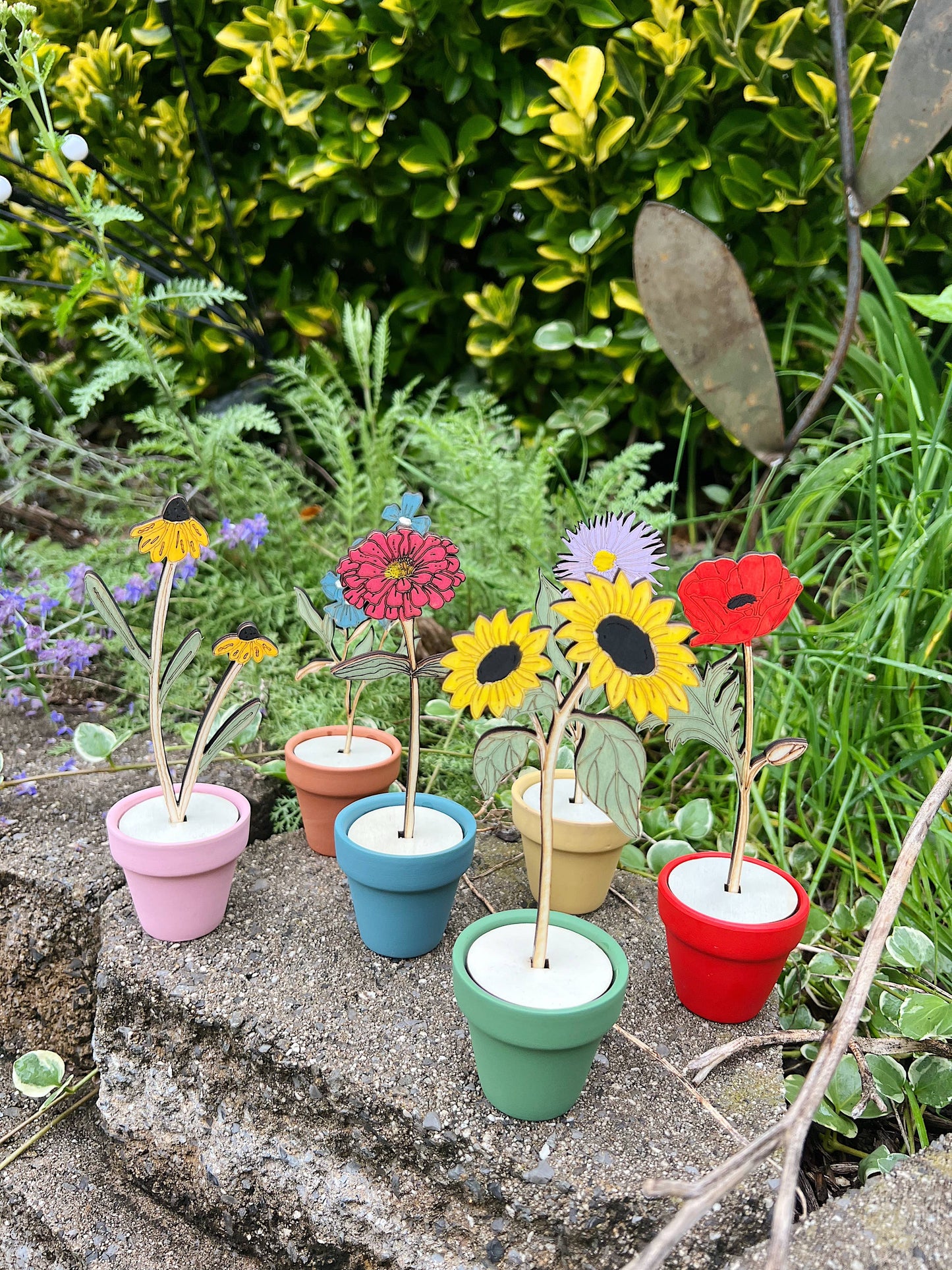Hand Painted Wooden Flower