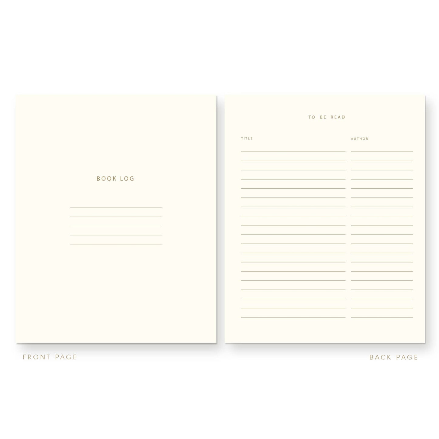 Ruff House Print Shop French Vanilla Cover | Gold Foil "Read and Reviewed" Book Log