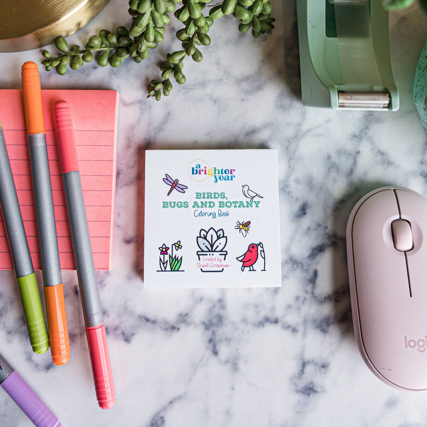 Birds Bugs and Botany Mini Coloring Book for Adults