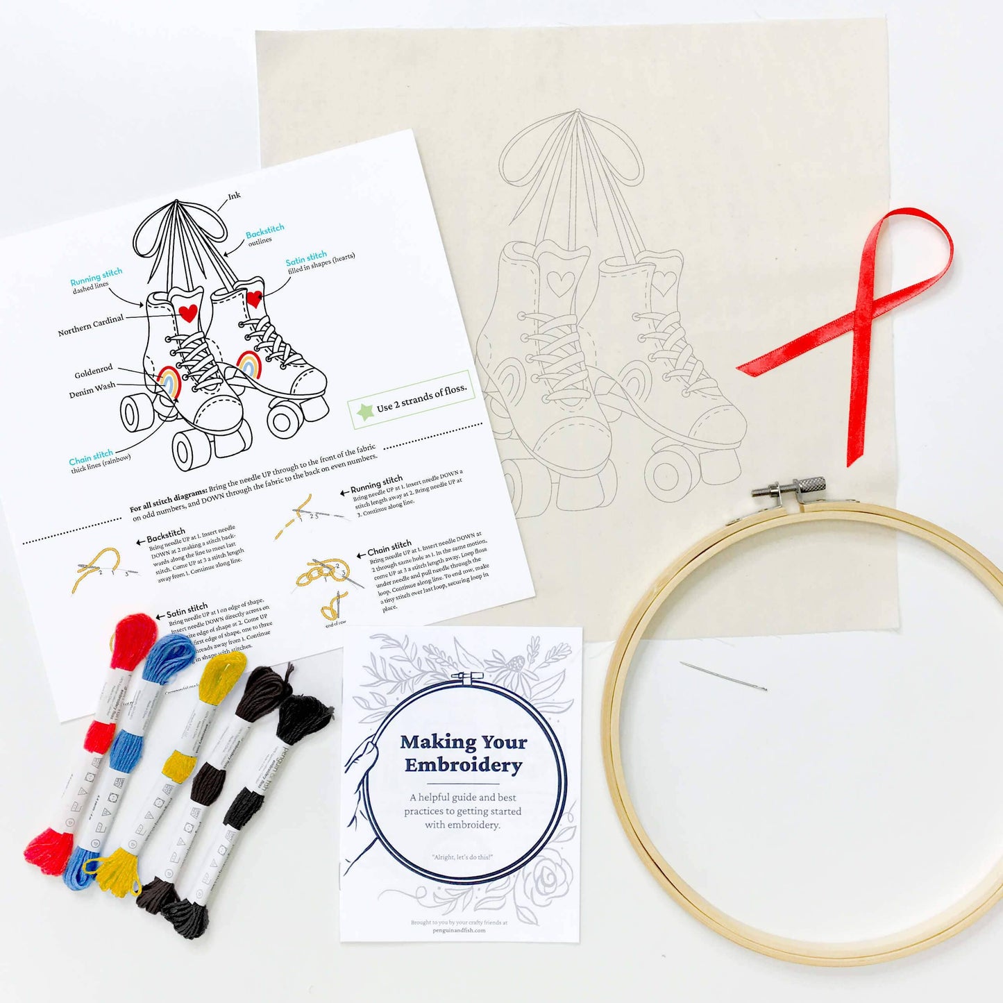 Roller Skates 8" Embroidery Kit