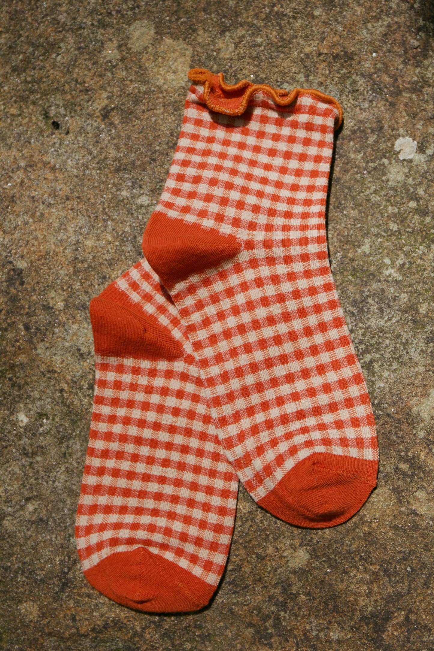 Peach Gingham Socks