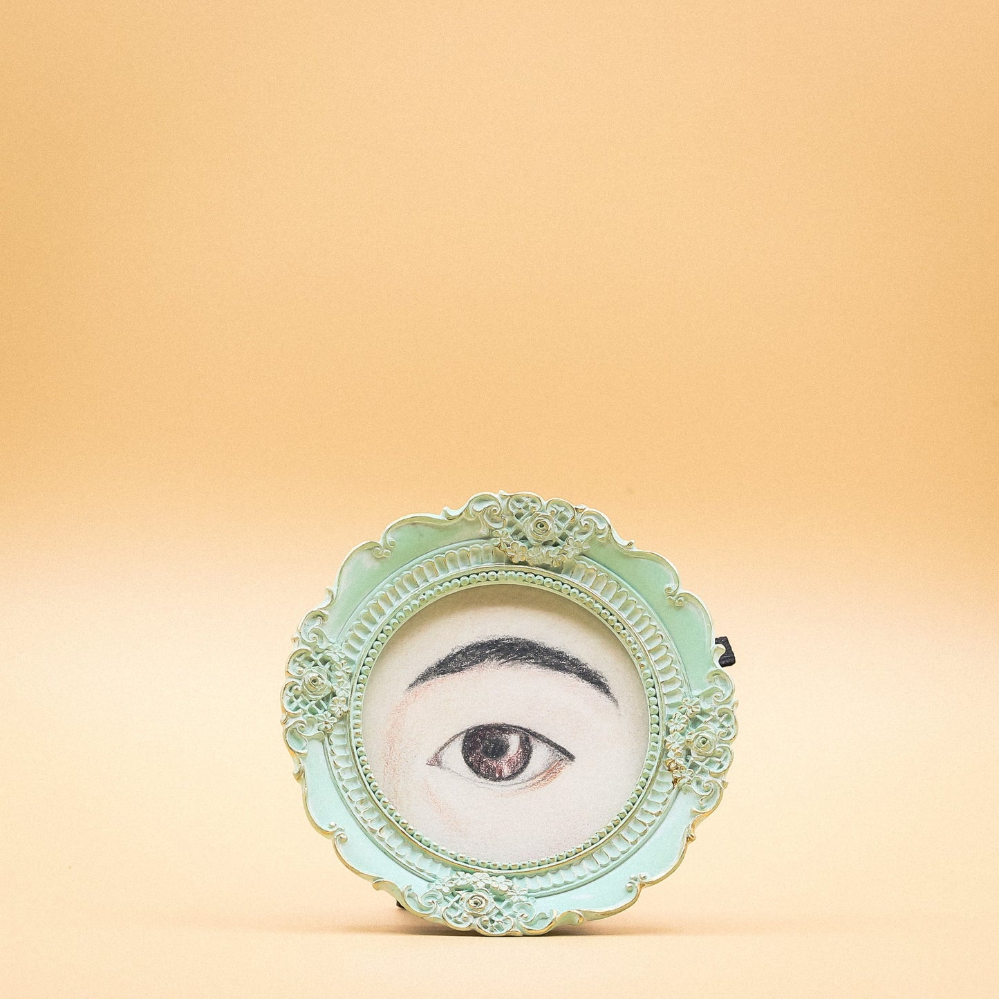 Afternoon Lover's Eye Portrait - Brown Eye in Mint Frame - 4.5"