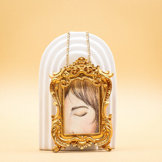 Afternoon Lover's Eye Portrait - Closed Eye in Hanging Altar Frame - 3.5x5"