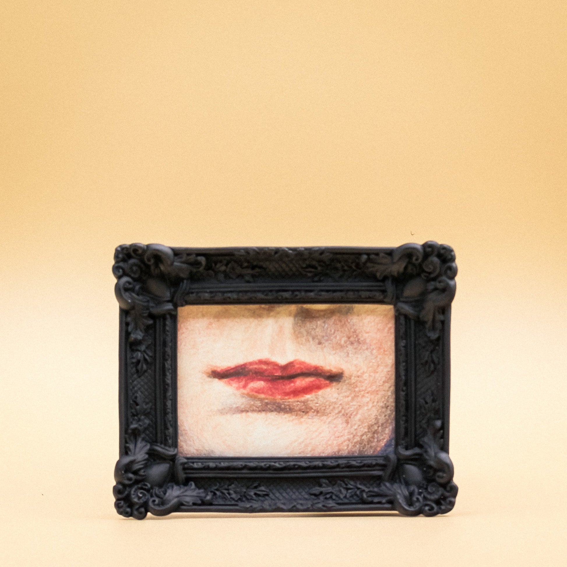 Afternoon Lover's Lip's Portrait - Red Lips in Black Frame - 4x5"