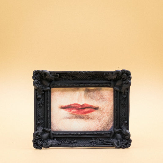 Afternoon Lover's Lip's Portrait - Red Lips in Black Frame - 4x5"