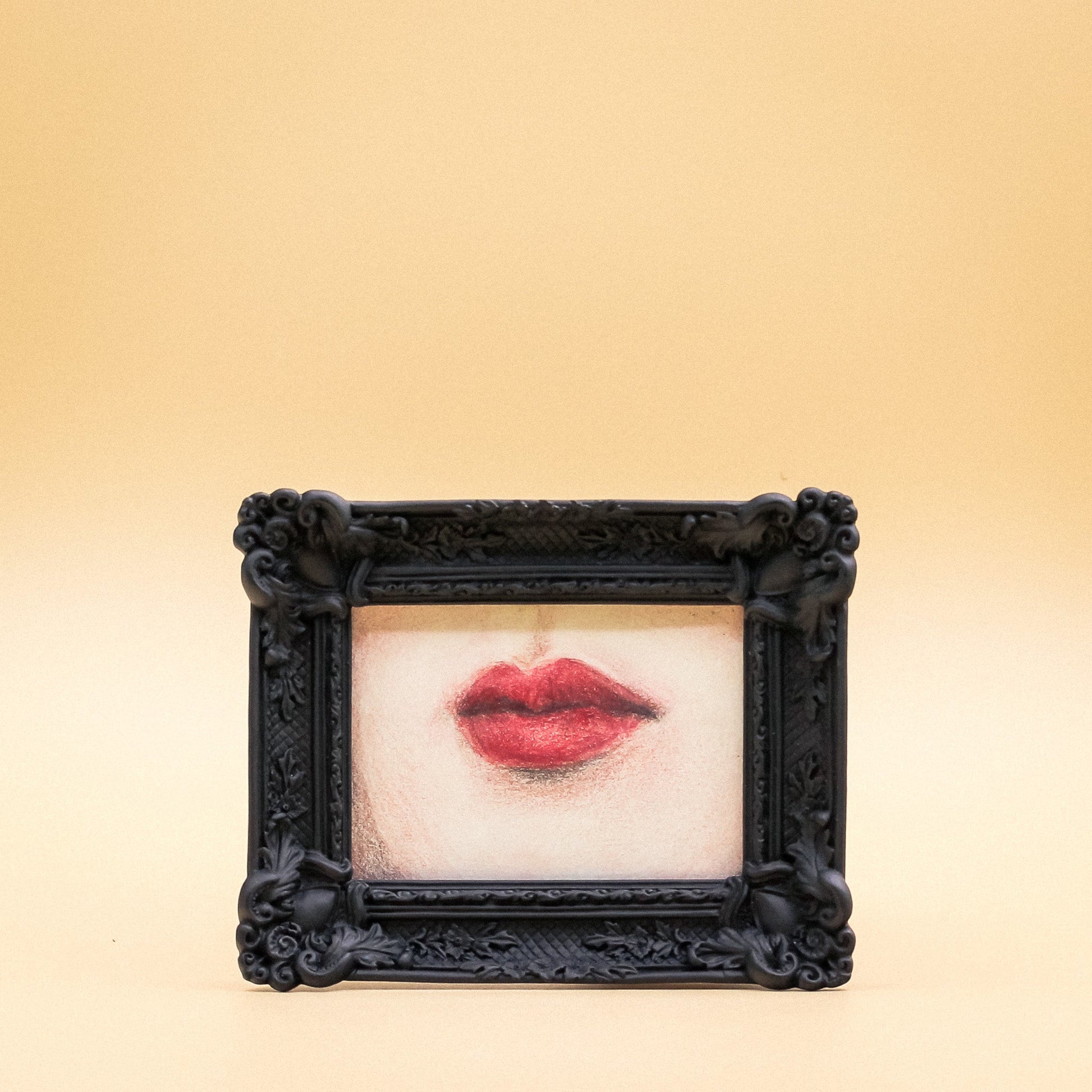 Afternoon Lover's Lips Portrait - Ruby Lips in Black Frame - 4x5"