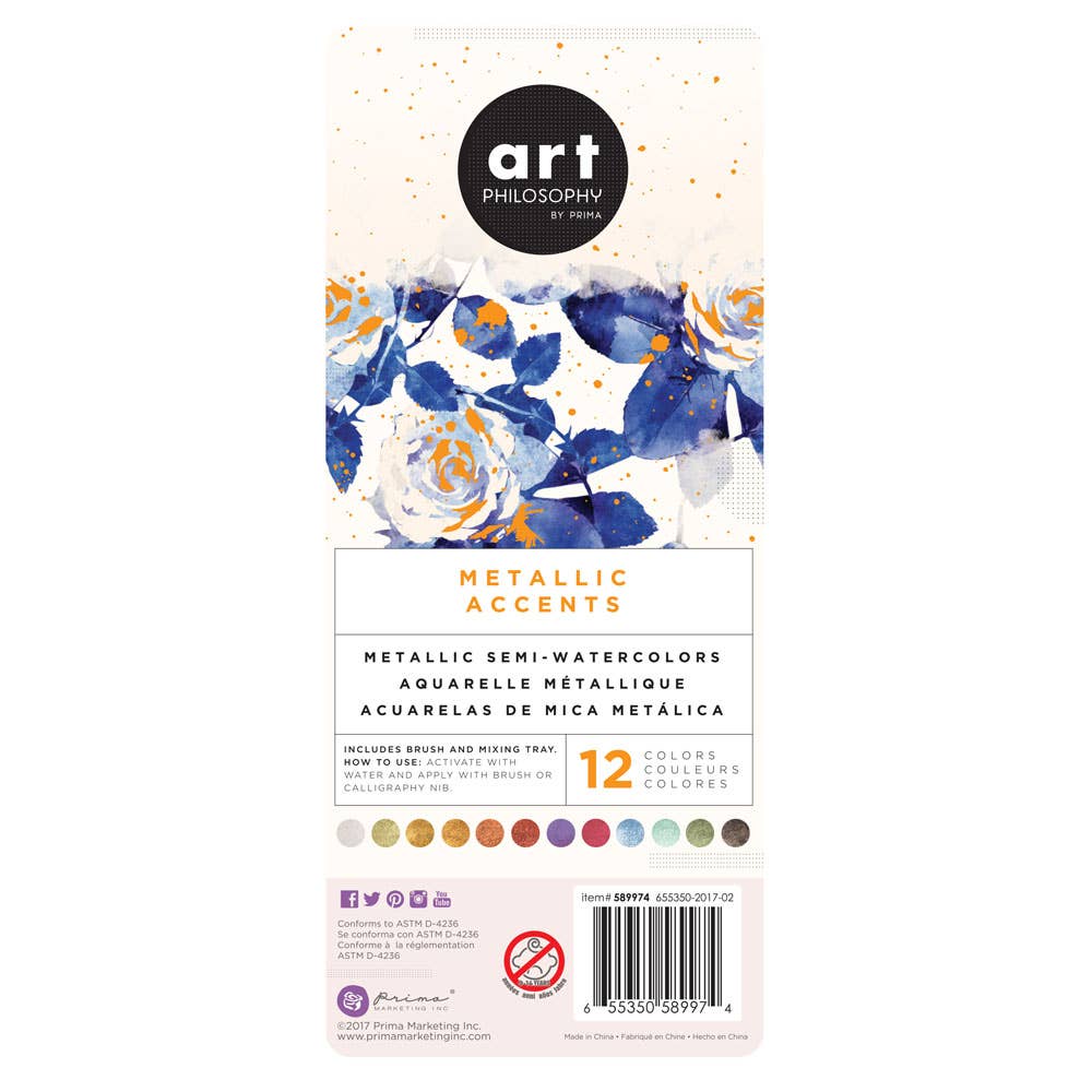 Art Philosophy Metallic Accents Semi-Watercolor Paints