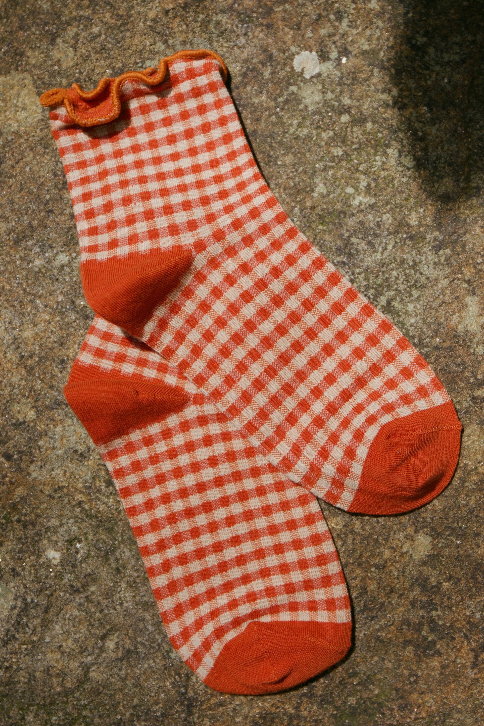Beaten Path Co PEACH GINGHAM SOCKS