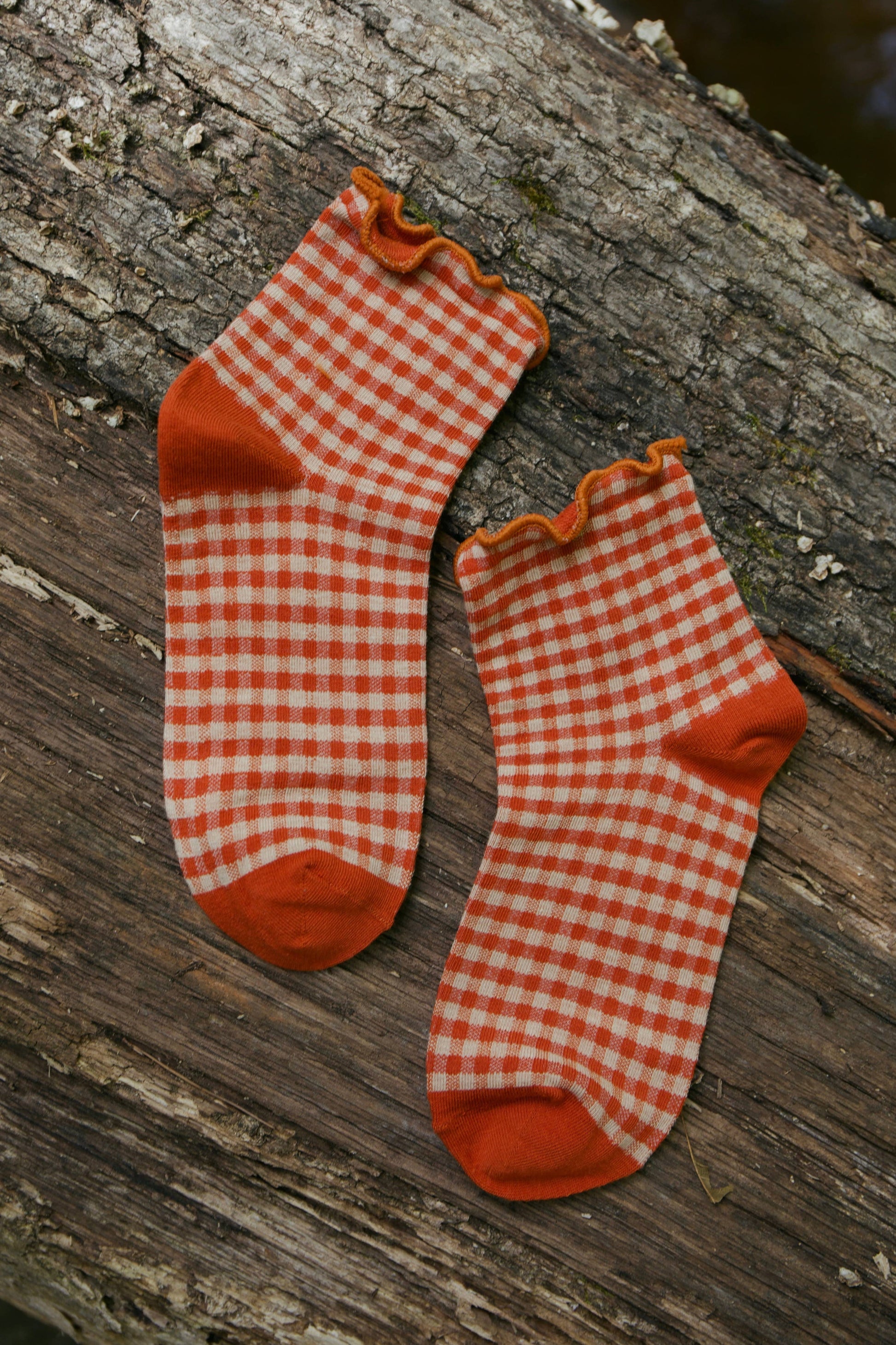 Beaten Path Co PEACH GINGHAM SOCKS