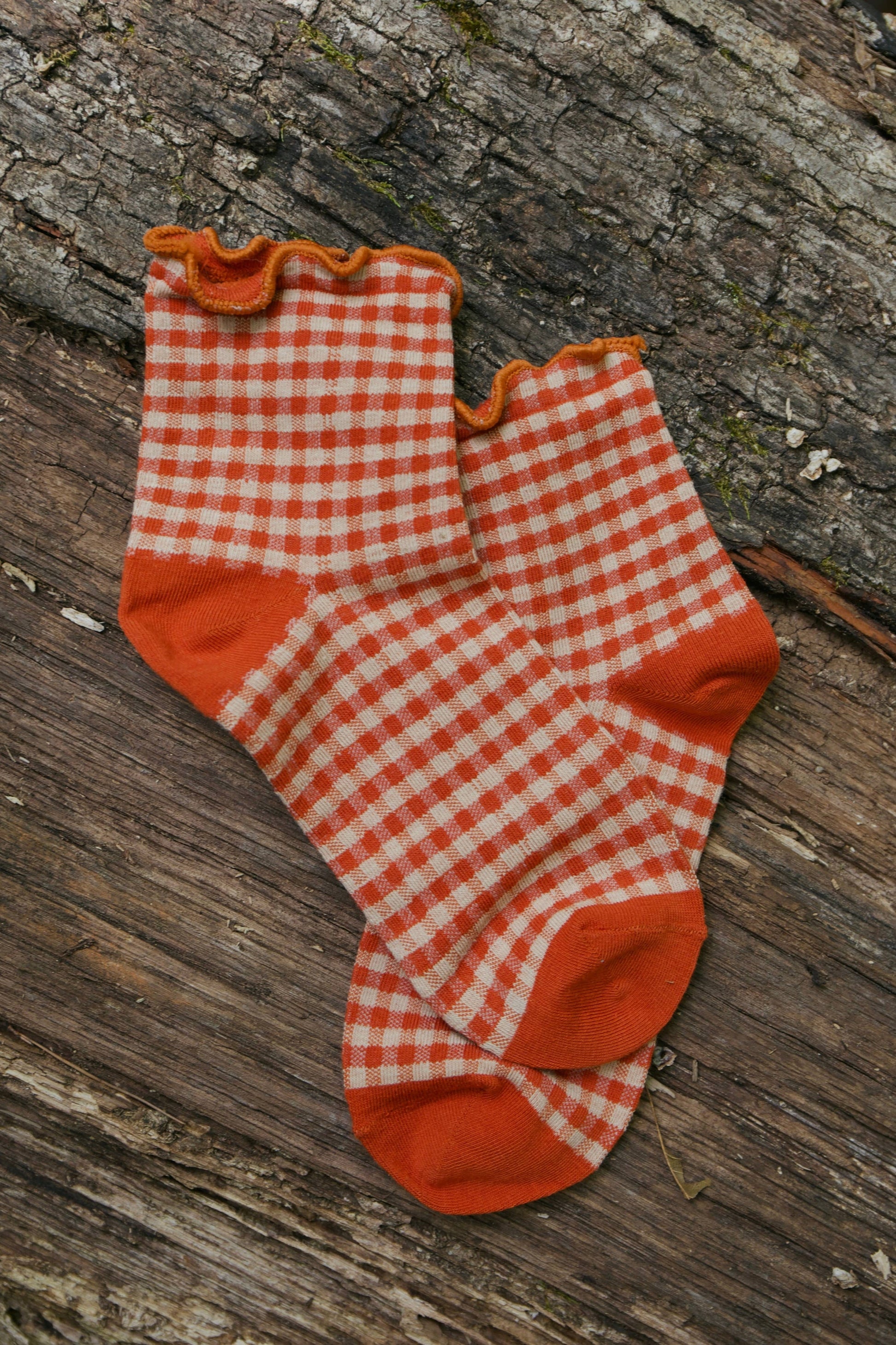 Beaten Path Co PEACH GINGHAM SOCKS