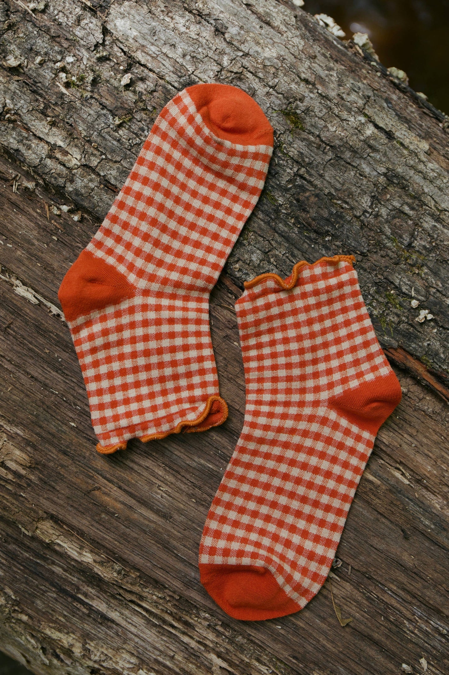 Beaten Path Co PEACH GINGHAM SOCKS