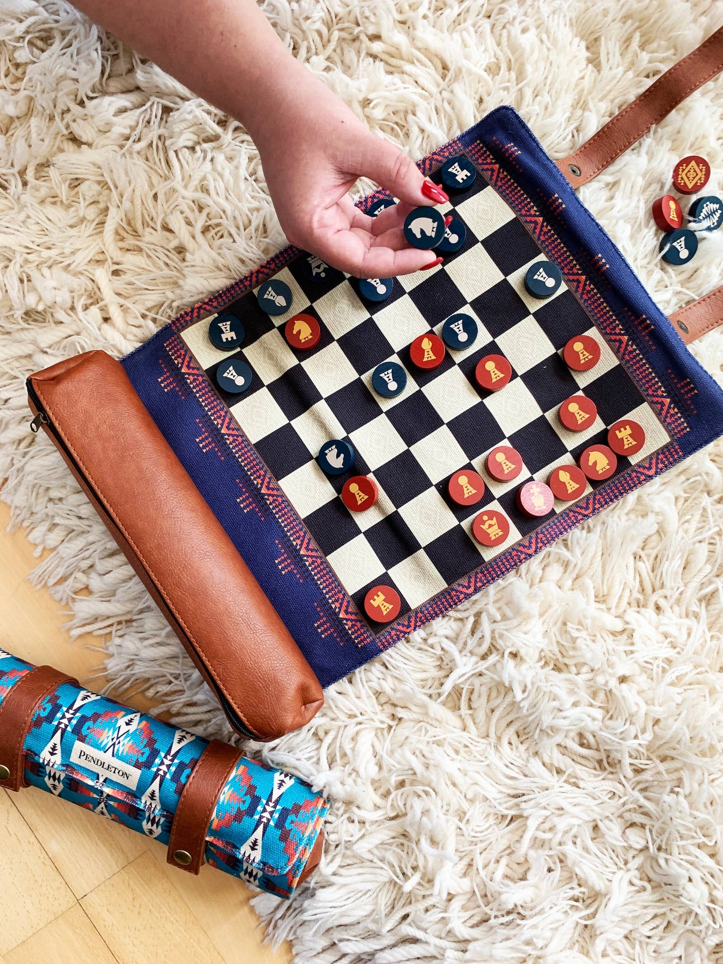 Chronicle Books Pendleton Portable Chess & Checkers Set