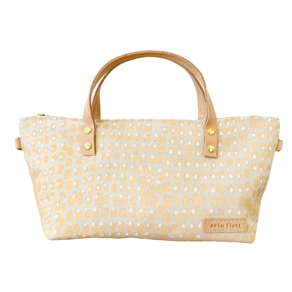 Erin Flett Plain Exterior Satchel in Tan Print Canvas