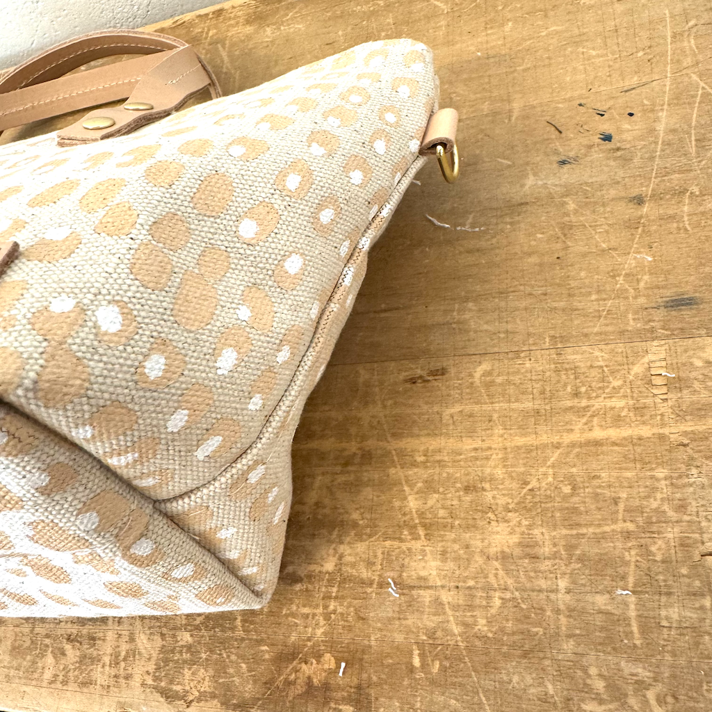 Erin Flett Plain Exterior Satchel in Tan Print Canvas