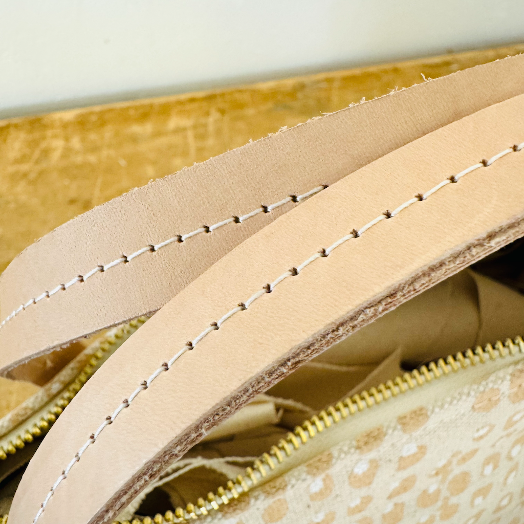 Erin Flett Plain Exterior Satchel in Tan Print Canvas