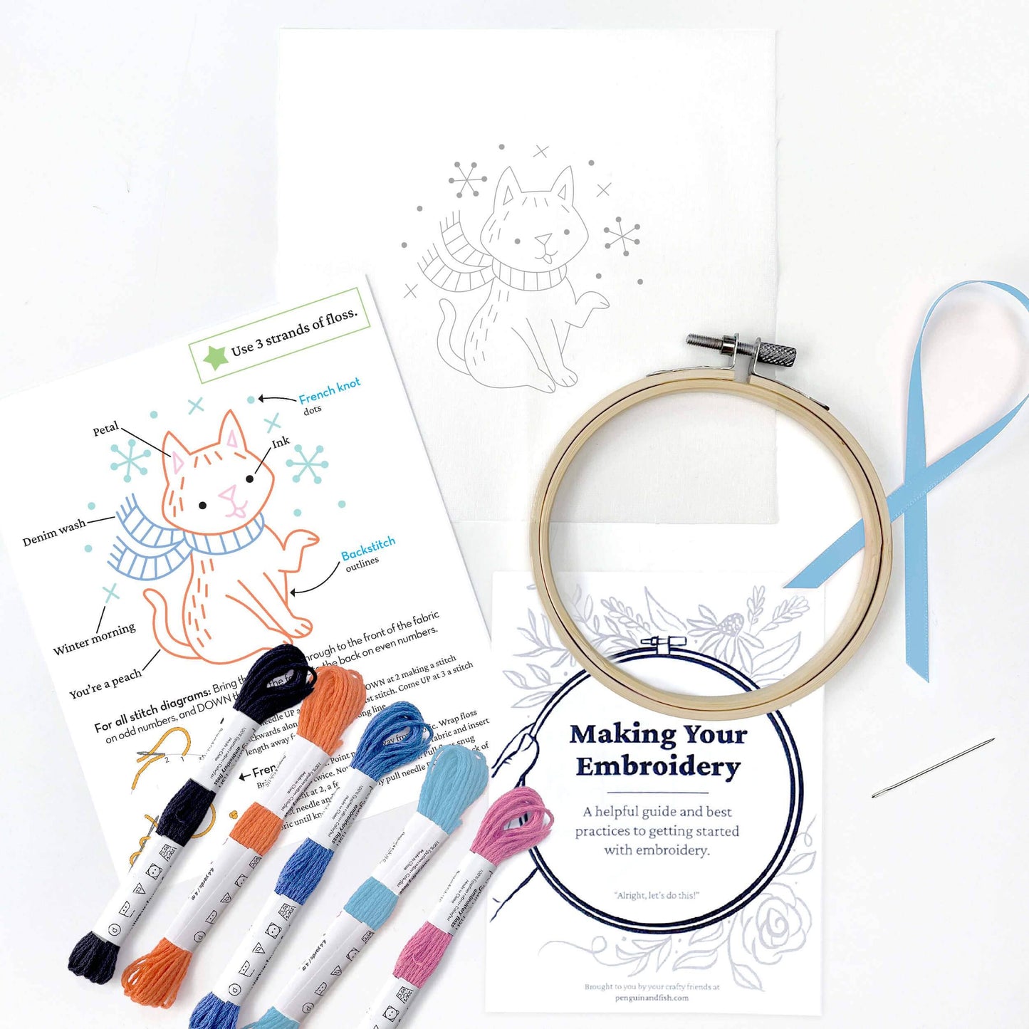 Snowflake Kitty 4" Embroidery Kit