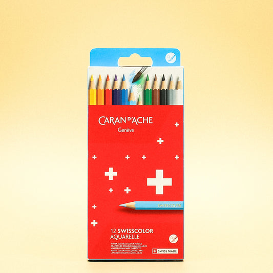 Caran d'Ache Swisscolor Aquarelle (Watercolor) Colored Pencils - Set of 12 in Box