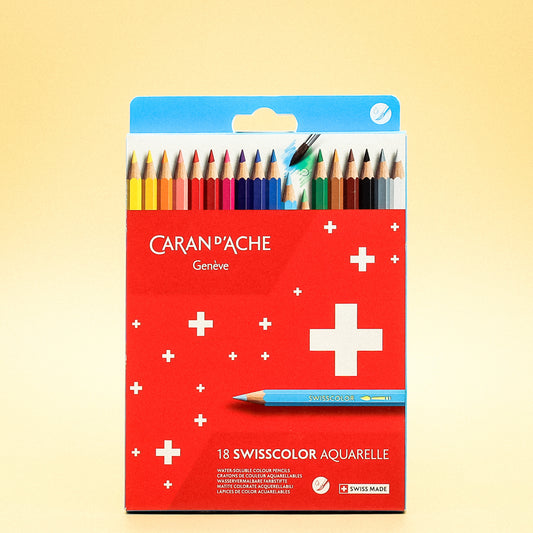 Caran d'Ache Swisscolor Aquarelle (Watercolor) Pencils - Set of 18 in Box