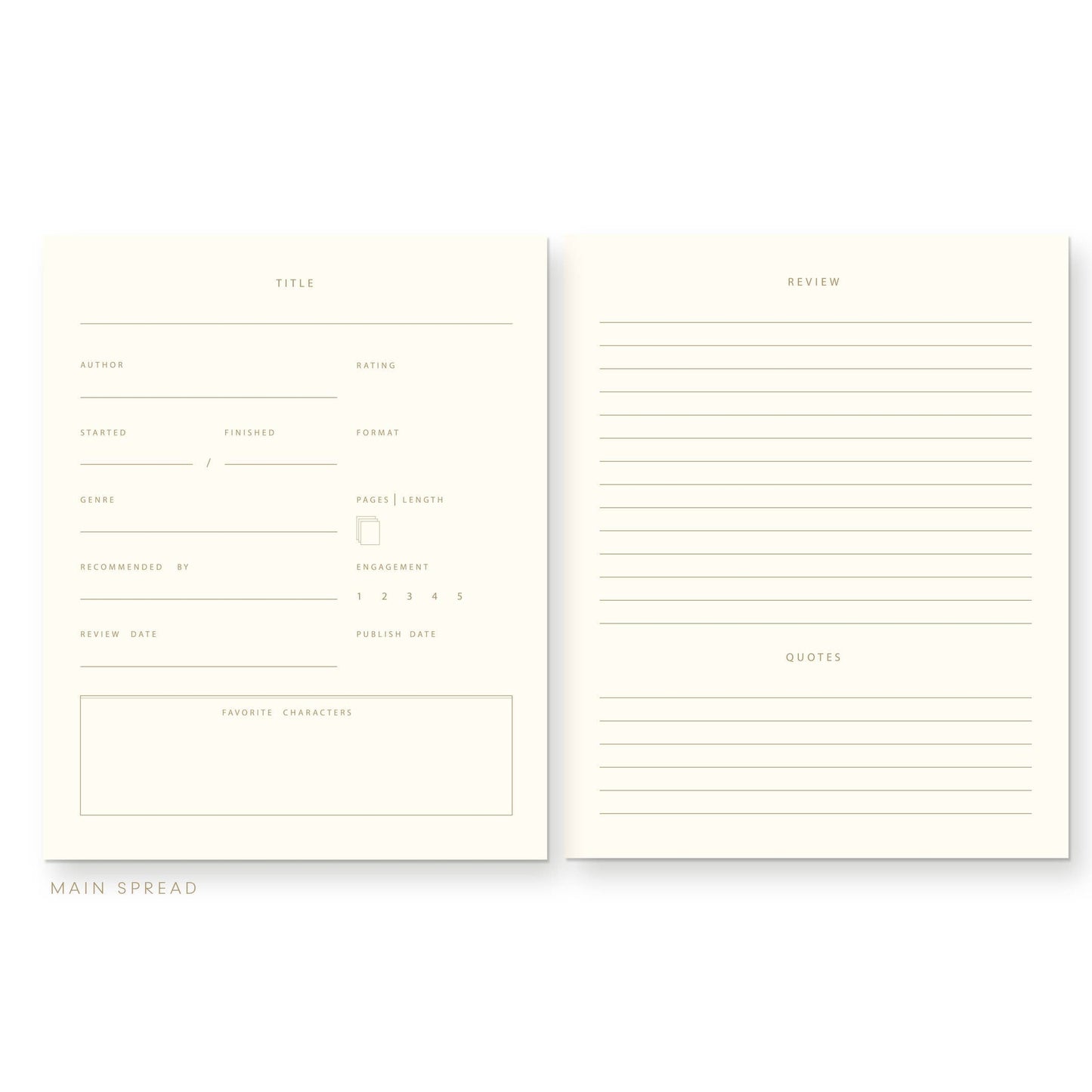 Ruff House Print Shop French Vanilla Cover | Gold Foil "Read and Reviewed" Book Log