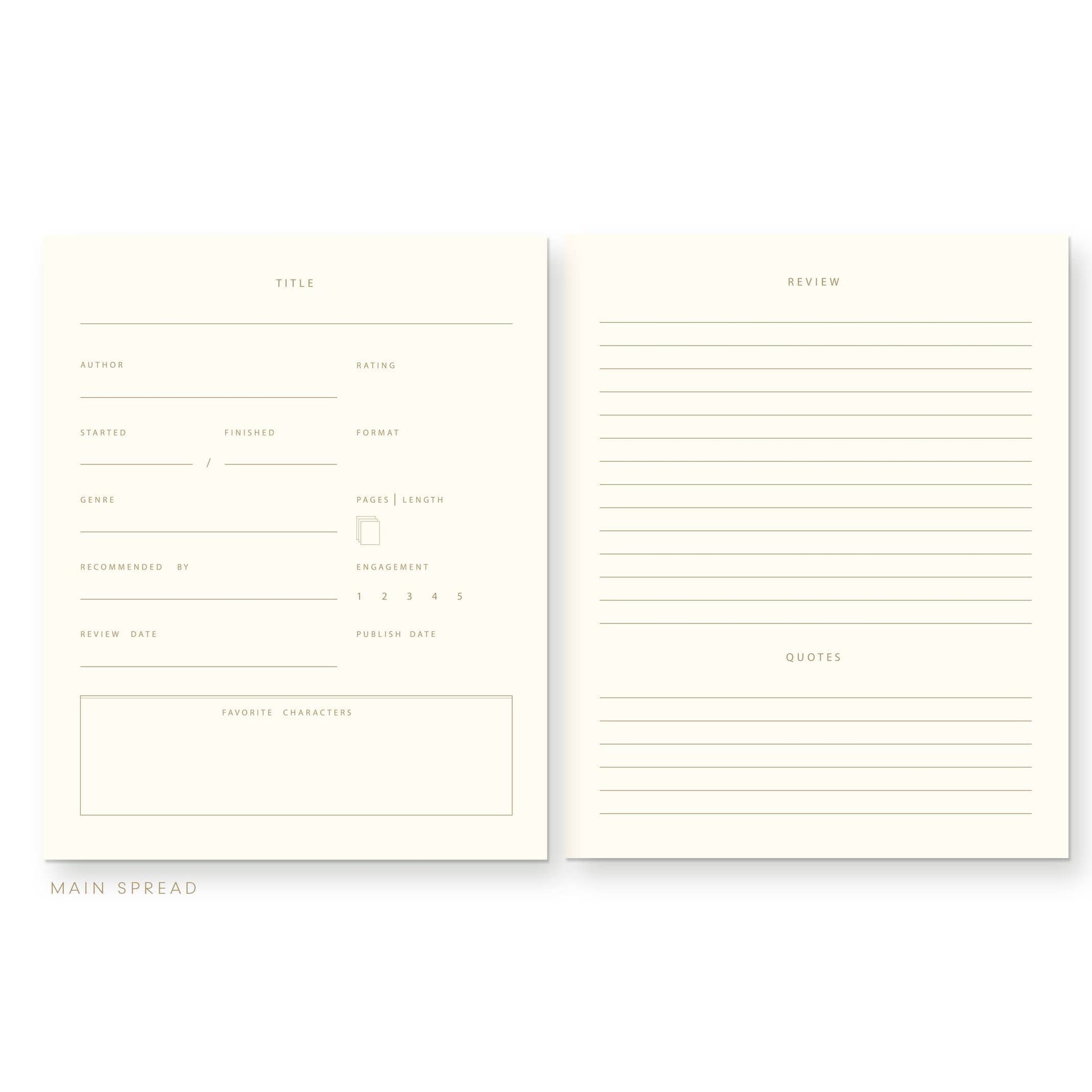 Ruff House Print Shop French Vanilla Cover | Gold Foil "Read and Reviewed" Book Log