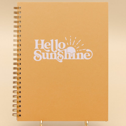 Ruff House Print Shop Saffron Cover | White Ink Hello Sunshine Journal: Lined Notebook