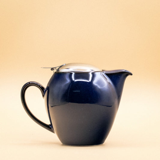 ZERO JAPAN USA Oval Ceramic Teapot 20oz  - Indigo Blue