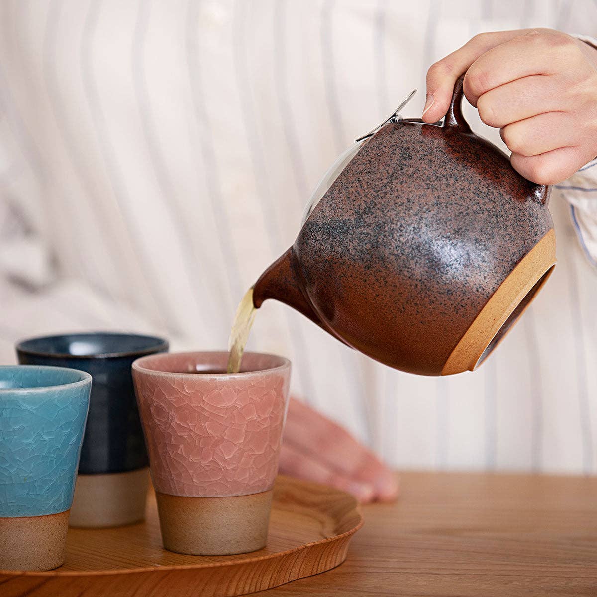 ZERO JAPAN USA Round Ceramic Teapot for Two - Iron Brown